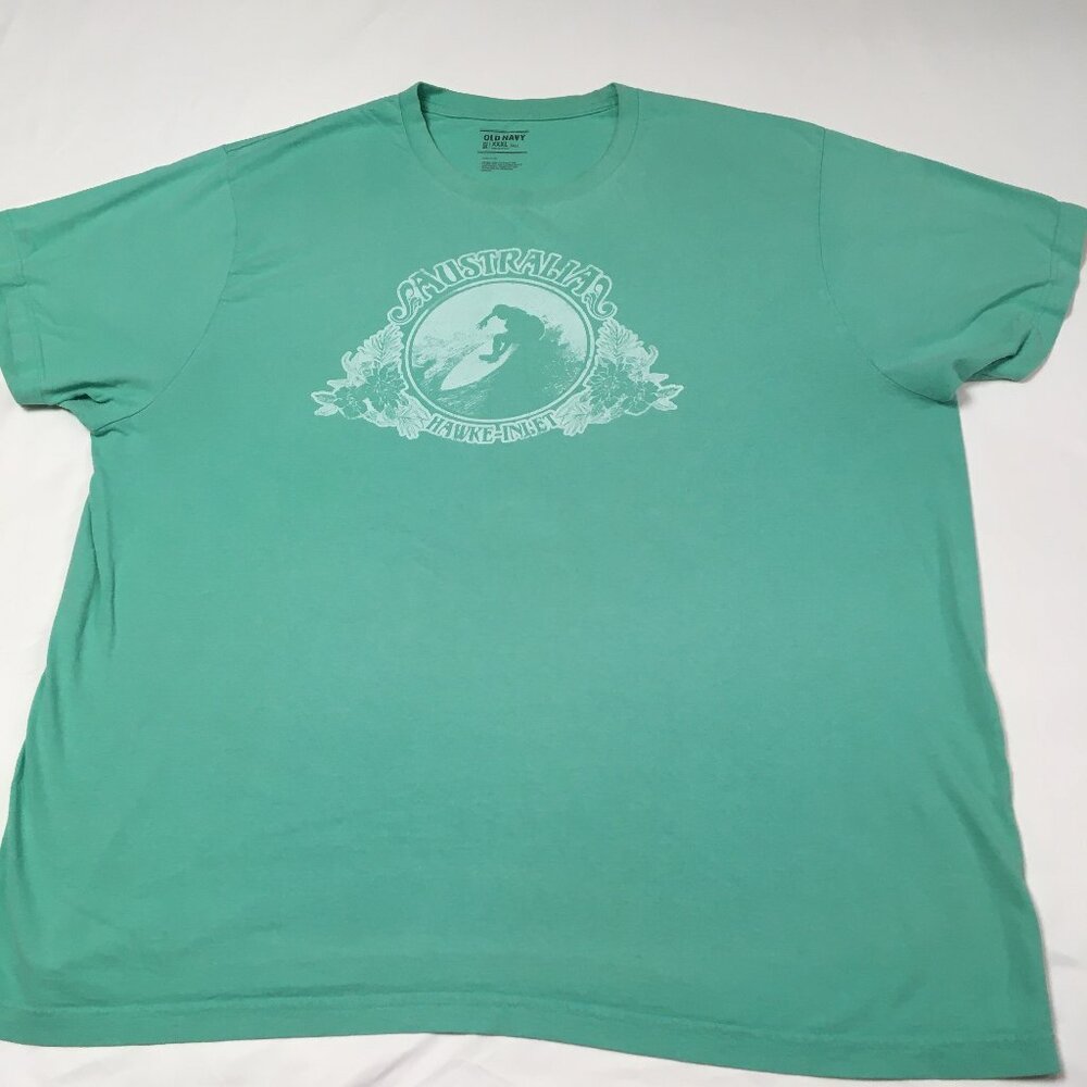 Old Navy Tee Men's 3XLT  Australia Hawke-Inlet Surfing Light Green Short Sleeve
